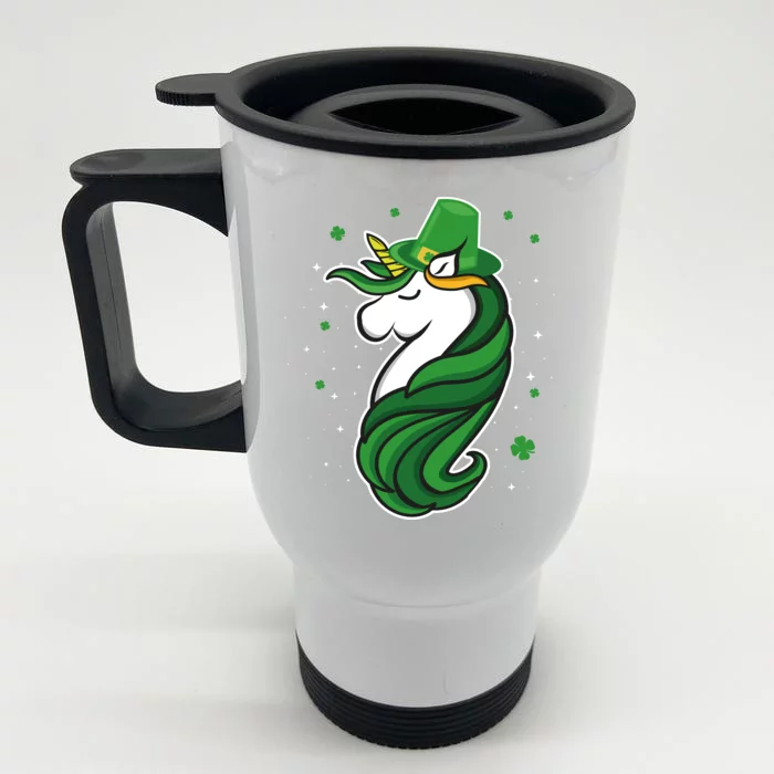 St. Patrick's Day Unicorn Front & Back Stainless Steel Travel Mug