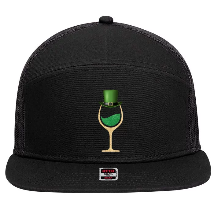 St. Patrick's Day Wine Glass 7 Panel Mesh Trucker Snapback Hat