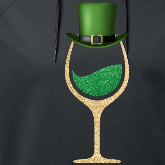 St. Patrick's Day Wine Glass Performance Fleece Hoodie