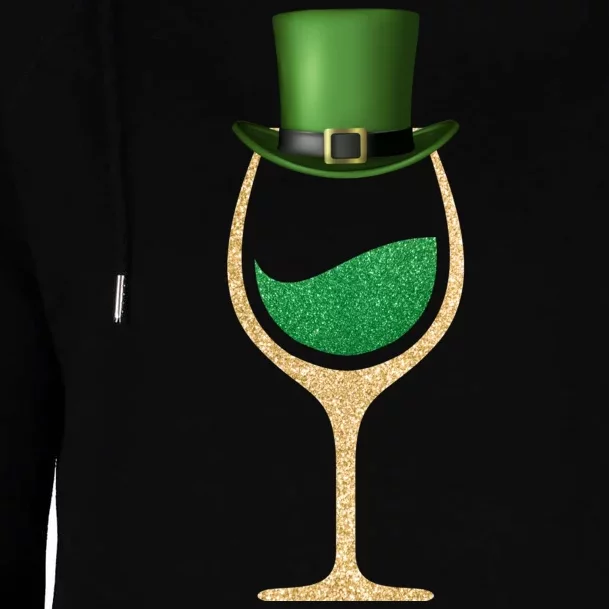 St. Patrick's Day Wine Glass Womens Funnel Neck Pullover Hood