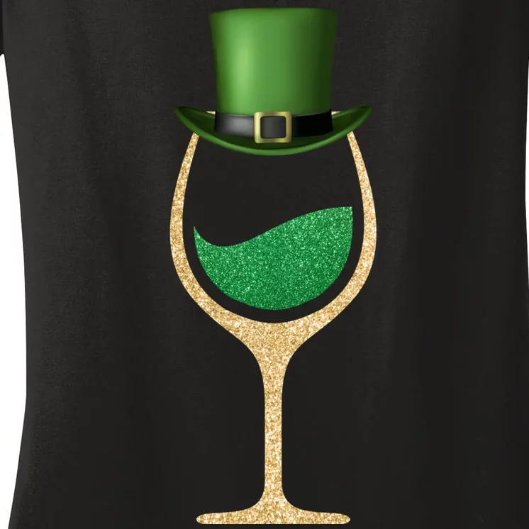 St. Patrick's Day Wine Glass Women's V-Neck T-Shirt