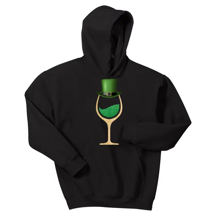 St. Patrick's Day Wine Glass Kids Hoodie