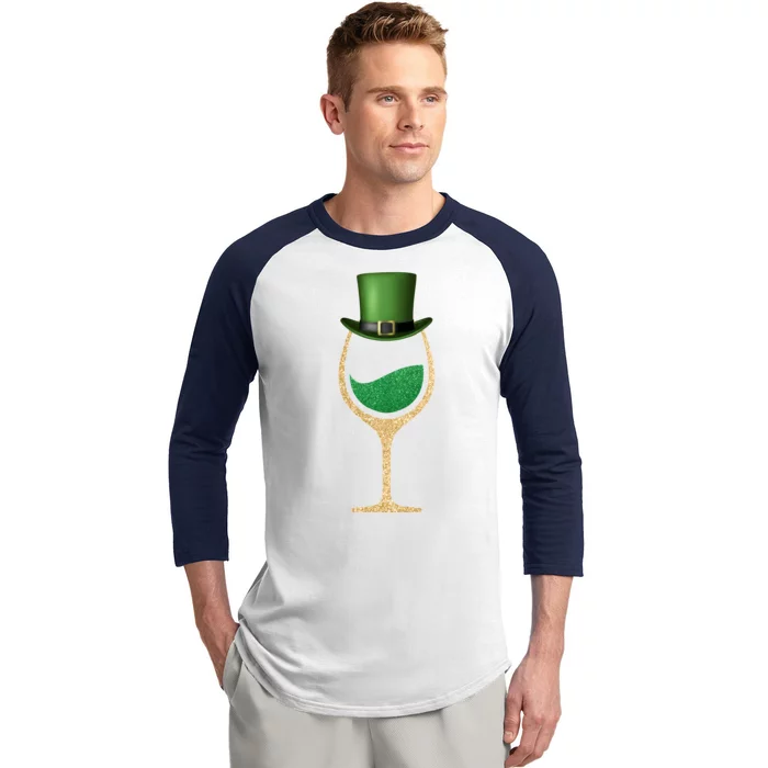 St. Patrick's Day Wine Glass Baseball Sleeve Shirt