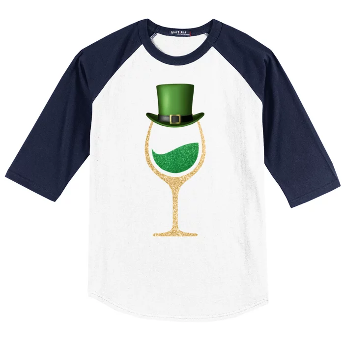 St. Patrick's Day Wine Glass Baseball Sleeve Shirt