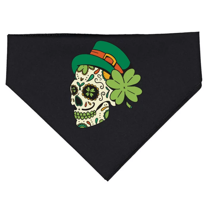 St Patricks Clover Skull USA-Made Doggie Bandana