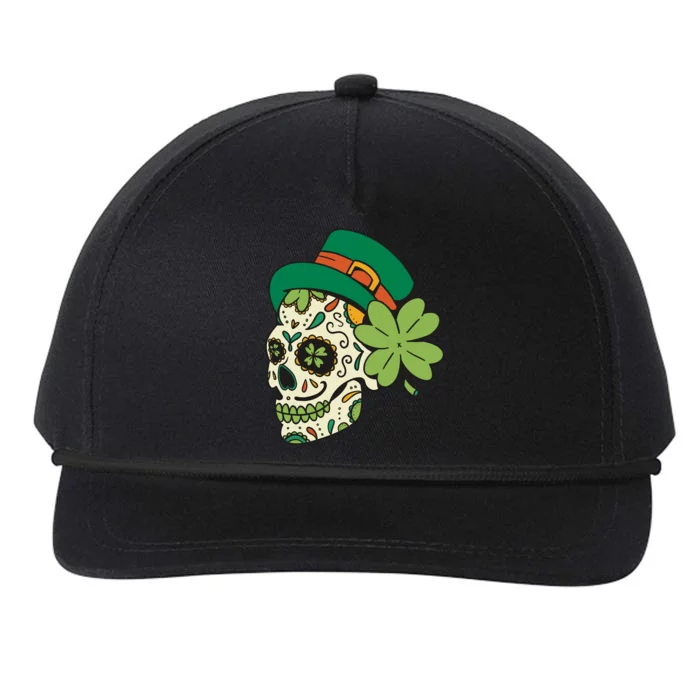 St Patricks Clover Skull Snapback Five-Panel Rope Hat