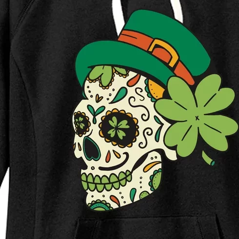 St Patricks Clover Skull Women's Fleece Hoodie