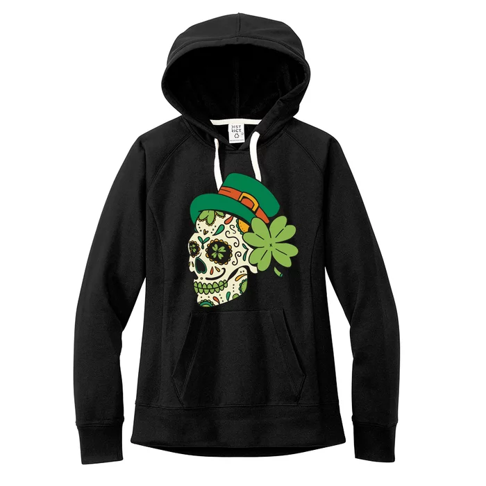 St Patricks Clover Skull Women's Fleece Hoodie