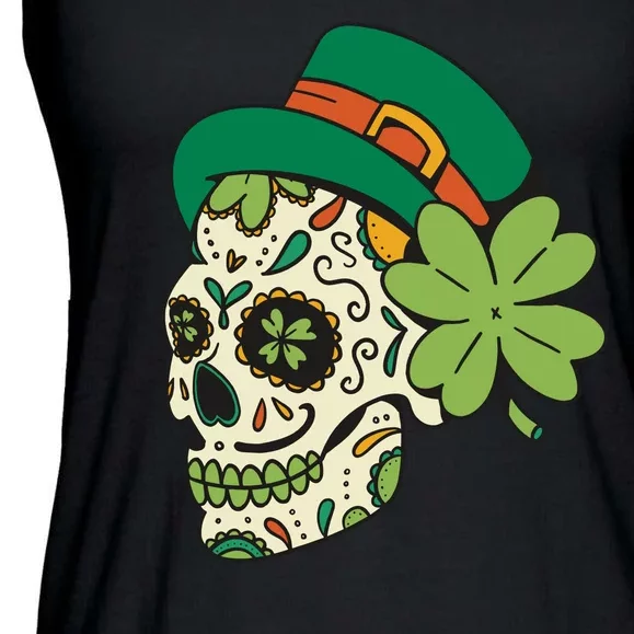 St Patricks Clover Skull Ladies Essential Flowy Tank