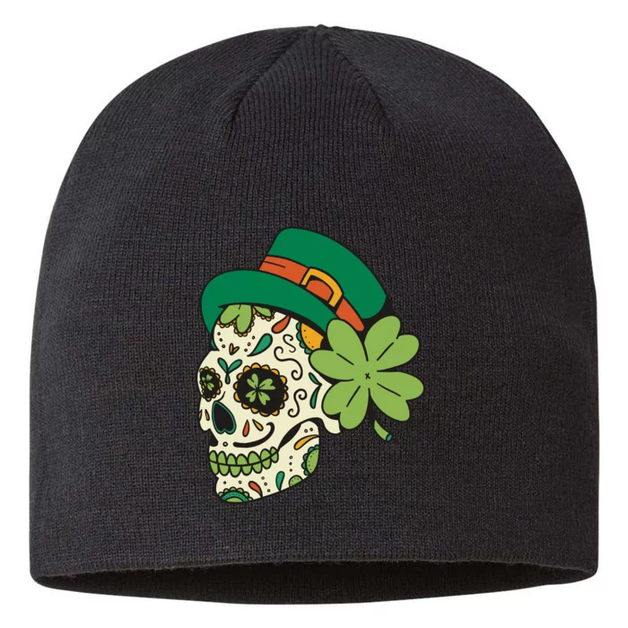 St Patricks Clover Skull 8 1/2in Sustainable Knit Beanie