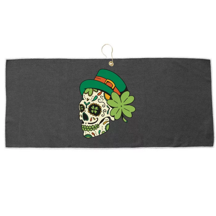 St Patricks Clover Skull Large Microfiber Waffle Golf Towel