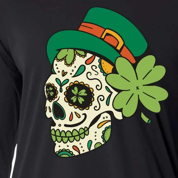 St Patricks Clover Skull Cooling Performance Long Sleeve Crew