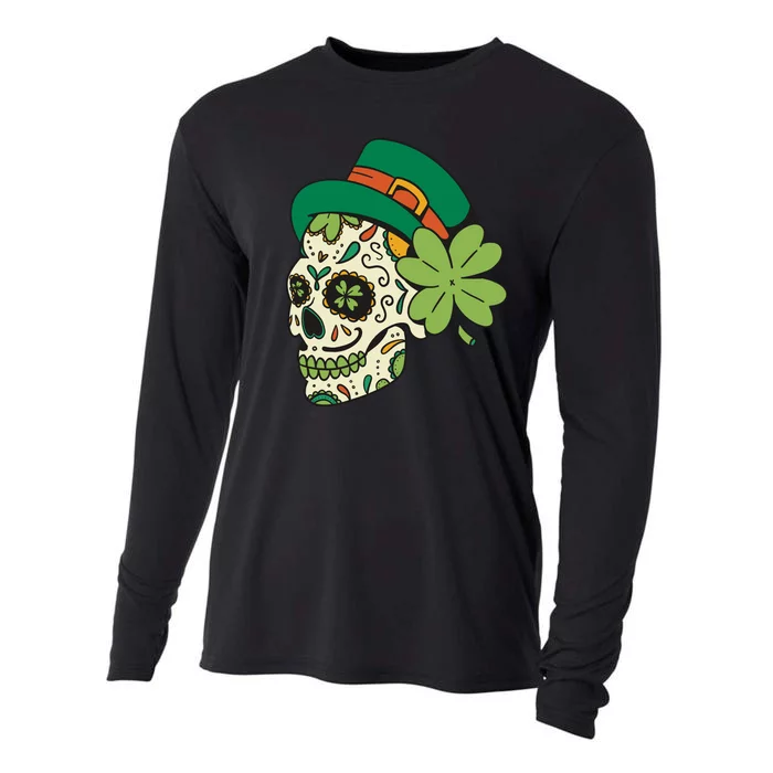 St Patricks Clover Skull Cooling Performance Long Sleeve Crew