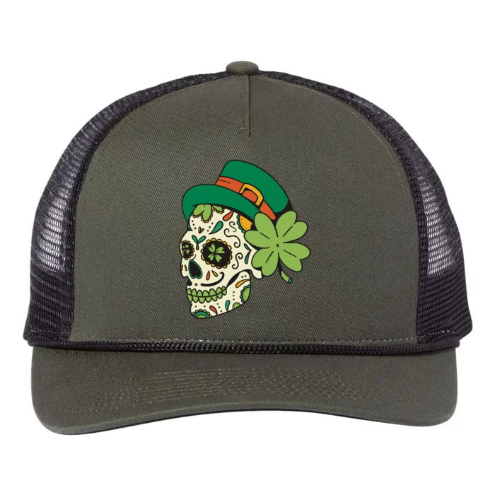 St Patricks Clover Skull Retro Rope Trucker Hat Cap