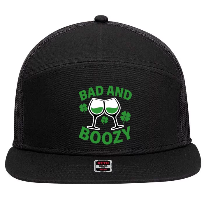 St Patrick's Day Bad and Boozy 7 Panel Mesh Trucker Snapback Hat