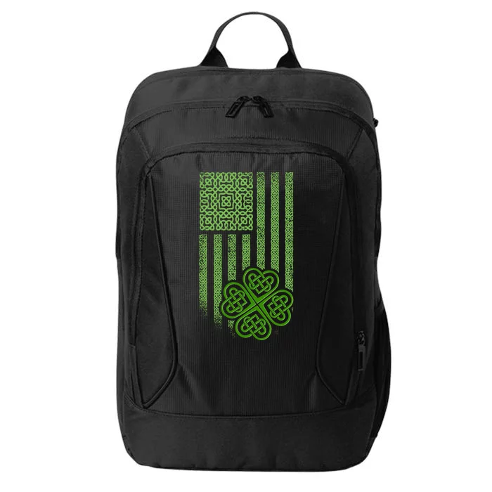 St Patrick's Day Celtic Shamrock US American Flag City Backpack