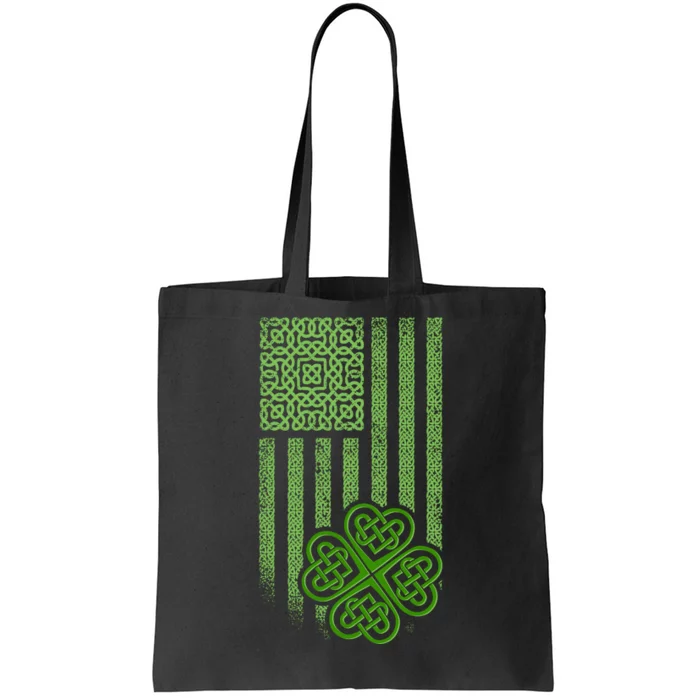 St Patrick's Day Celtic Shamrock US American Flag Tote Bag