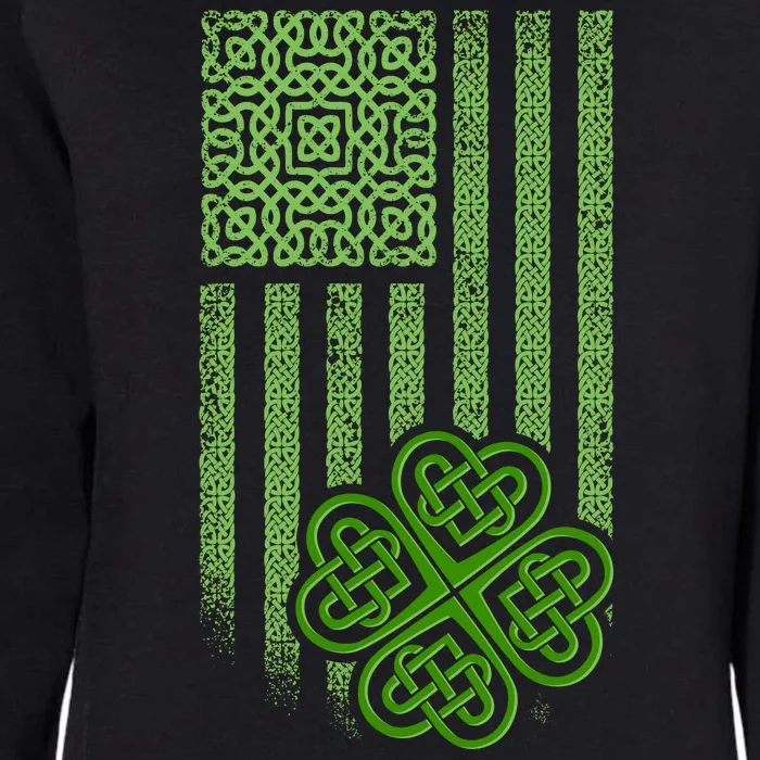 St Patrick's Day Celtic Shamrock US American Flag Womens California Wash Sweatshirt