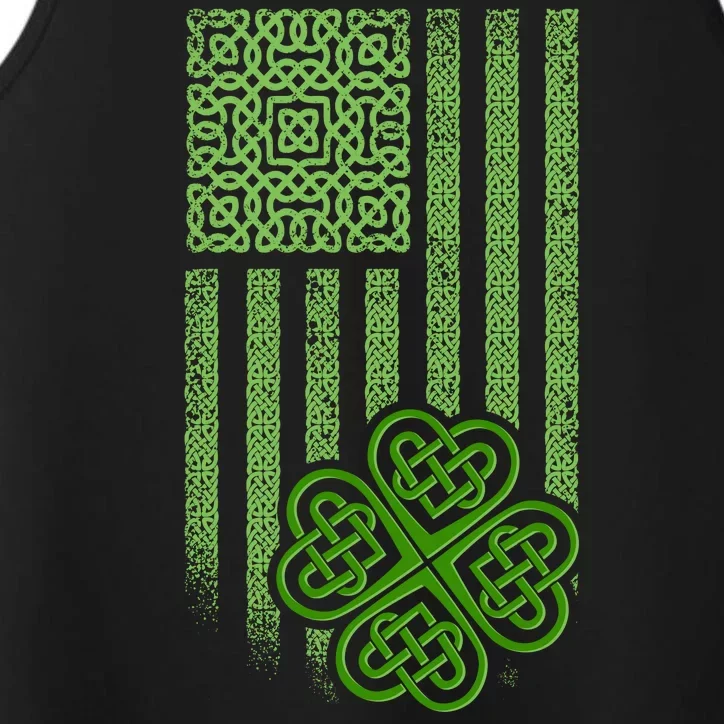 St Patrick's Day Celtic Shamrock US American Flag Performance Tank