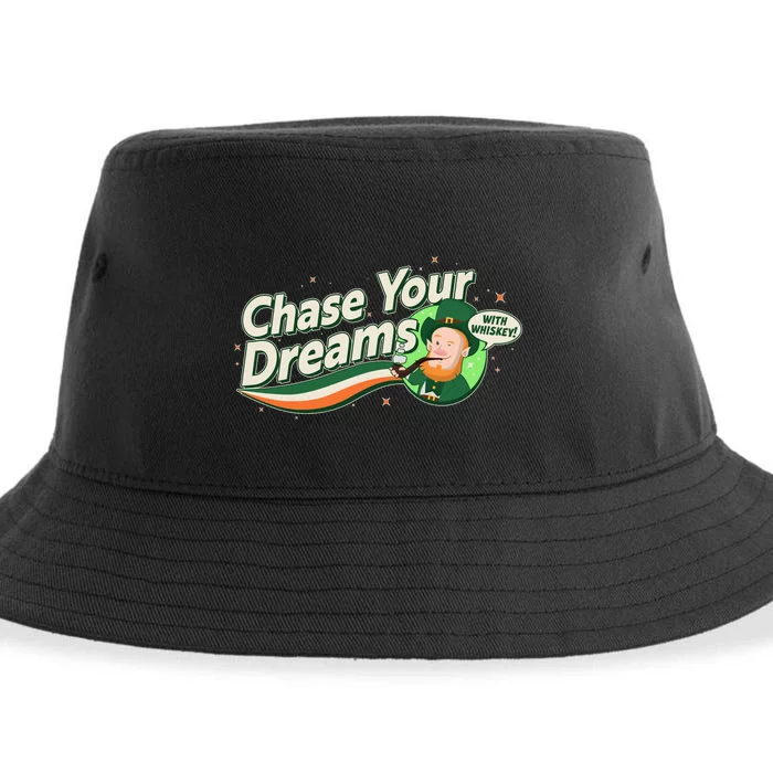 St Patrick's Day Chase Your Dreams With Whiskey Sustainable Bucket Hat