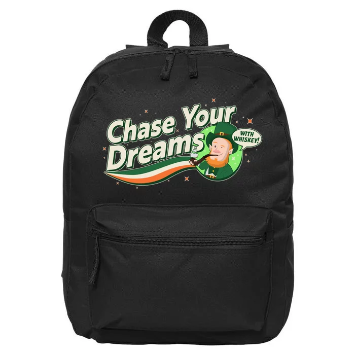 St Patrick's Day Chase Your Dreams With Whiskey 16 in Basic Backpack