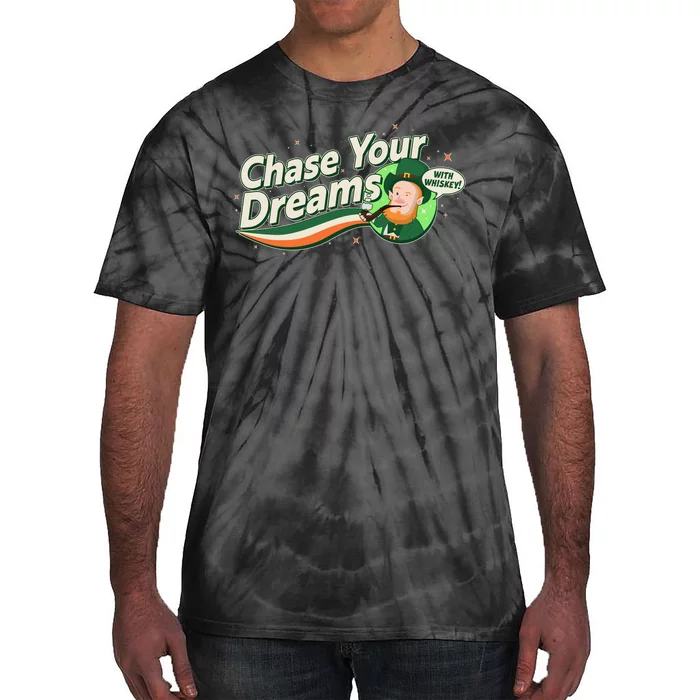 St Patrick's Day Chase Your Dreams With Whiskey Tie-Dye T-Shirt