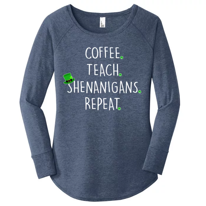 St Patrick's Day Coffee Teach Shenanigans Repeat Women's Perfect Tri Tunic Long Sleeve Shirt