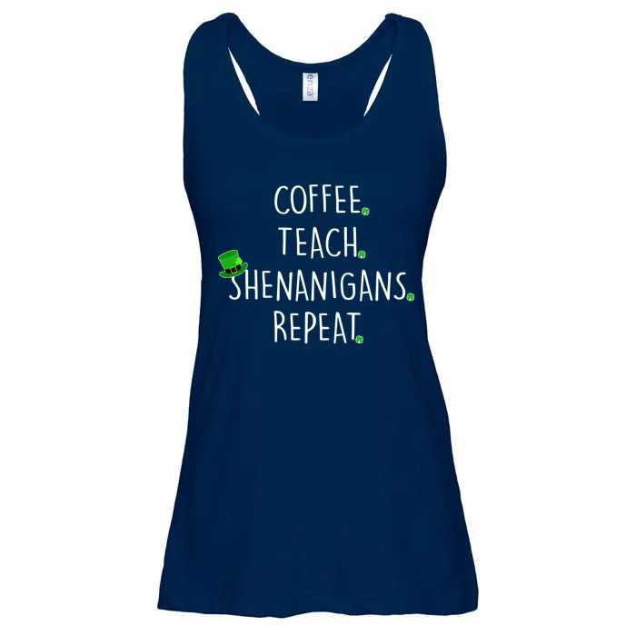 St Patrick's Day Coffee Teach Shenanigans Repeat Ladies Essential Flowy Tank