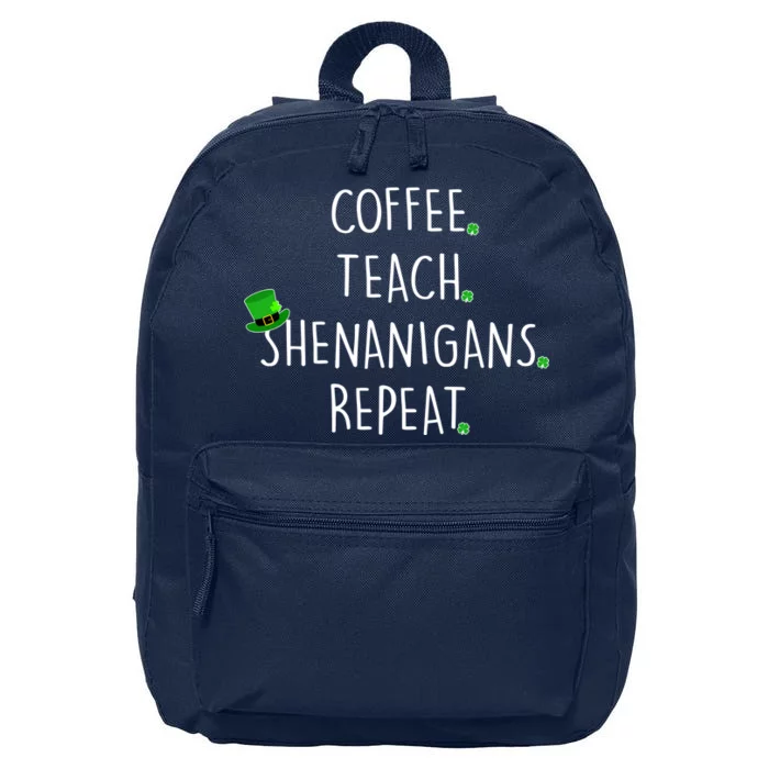 St Patrick's Day Coffee Teach Shenanigans Repeat 16 in Basic Backpack