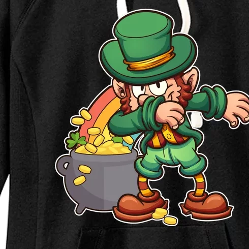 St Patricks Day Dabbing Leprechaun Pot Of Gold Women's Fleece Hoodie