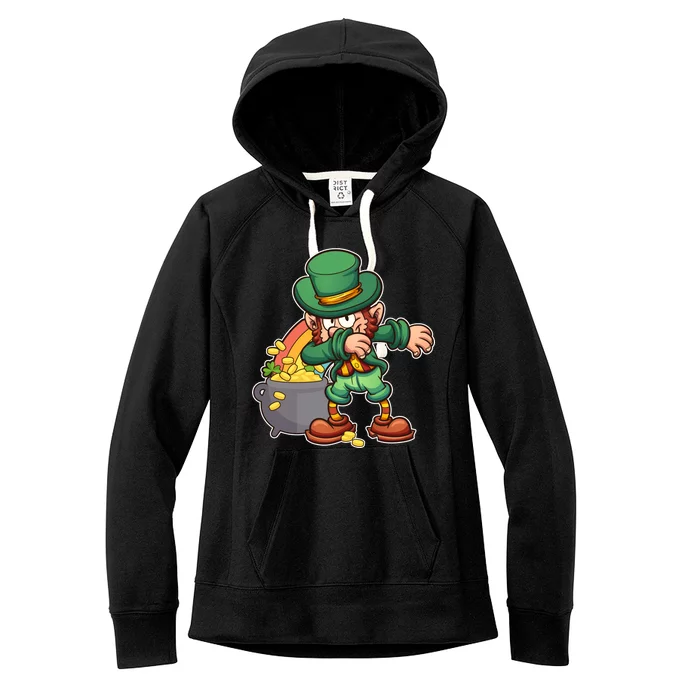 St Patricks Day Dabbing Leprechaun Pot Of Gold Women's Fleece Hoodie