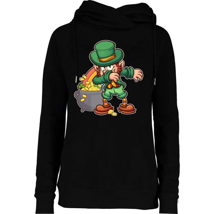 St Patricks Day Dabbing Leprechaun Pot Of Gold Womens Funnel Neck Pullover Hood