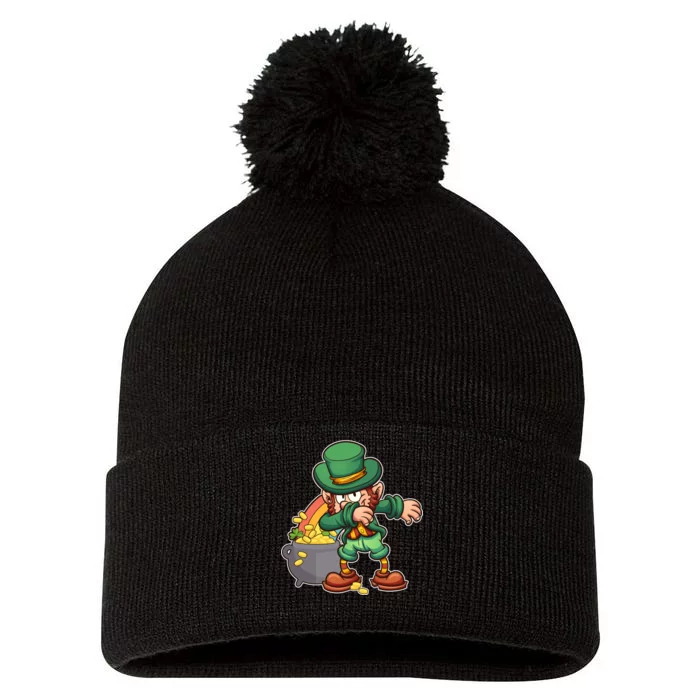 St Patricks Day Dabbing Leprechaun Pot Of Gold Pom Pom 12in Knit Beanie