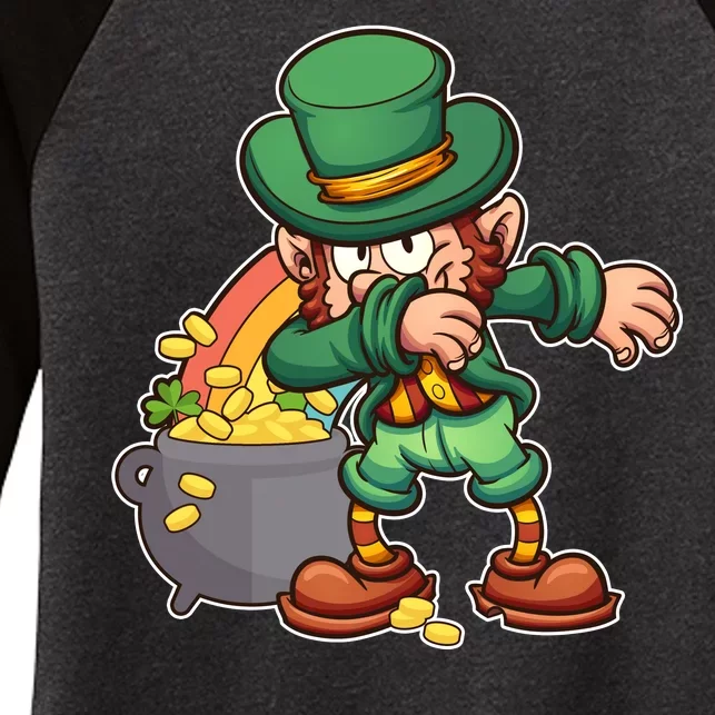 St Patricks Day Dabbing Leprechaun Pot Of Gold Women's Tri-Blend 3/4-Sleeve Raglan Shirt