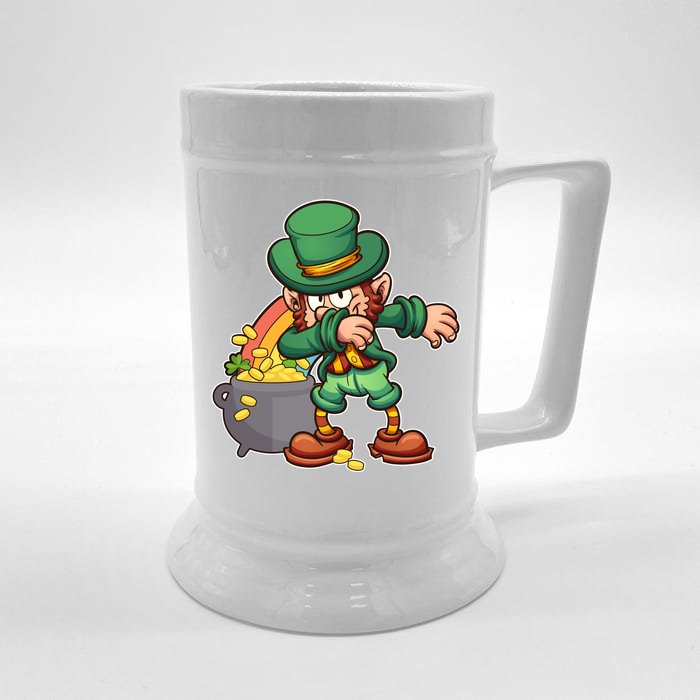 St Patricks Day Dabbing Leprechaun Pot Of Gold Front & Back Beer Stein