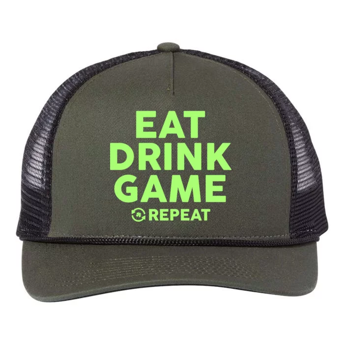 St Patrick's Day Eat Drink Game Repeat Retro Rope Trucker Hat Cap