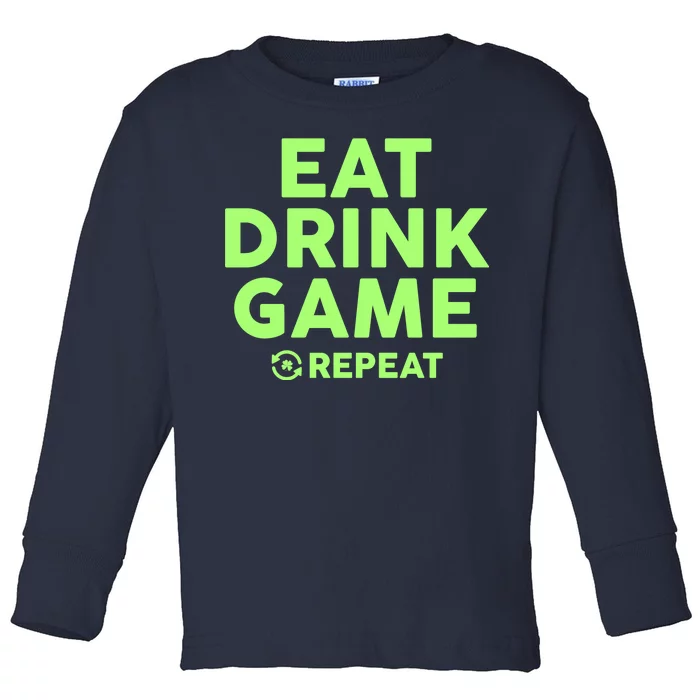 St Patrick's Day Eat Drink Game Repeat Toddler Long Sleeve Shirt