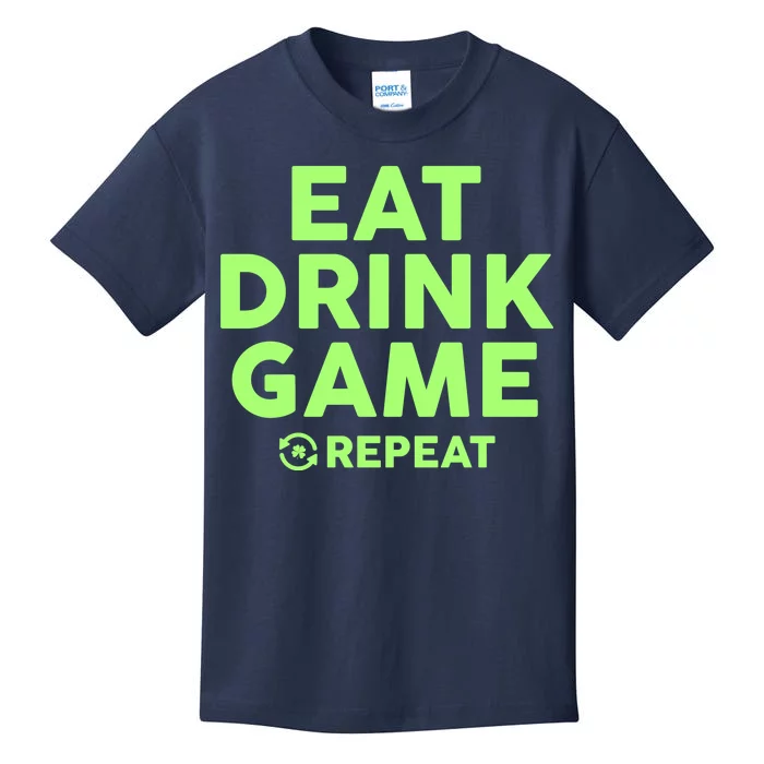 St Patrick's Day Eat Drink Game Repeat Kids T-Shirt