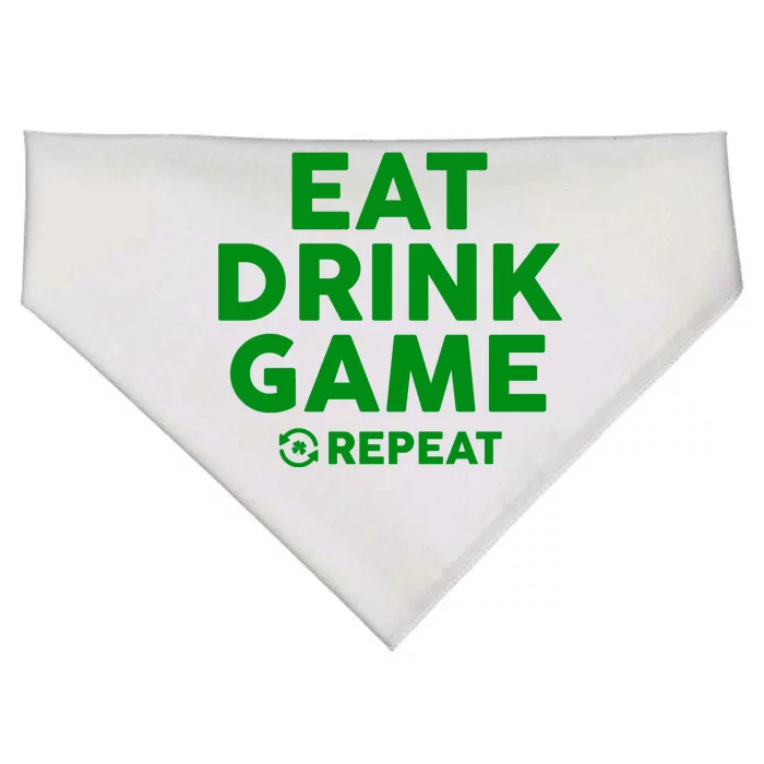 St Patrick's Day Eat Drink Game Repeat USA-Made Doggie Bandana