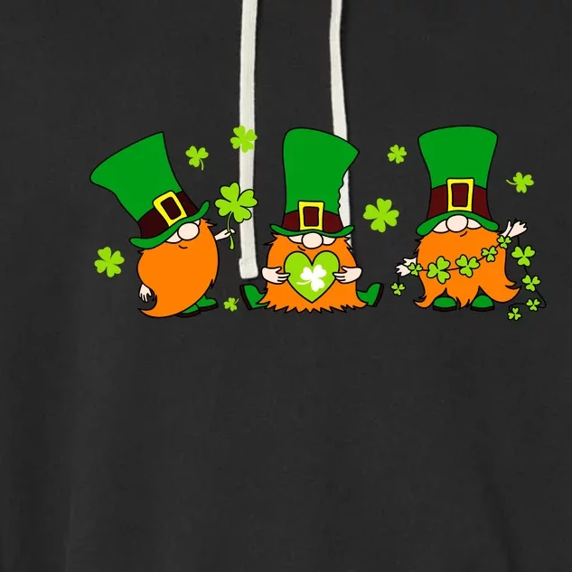 St Patrick's Day Gnome Garment-Dyed Fleece Hoodie