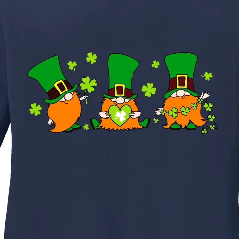 St Patrick's Day Gnome Ladies Long Sleeve Shirt