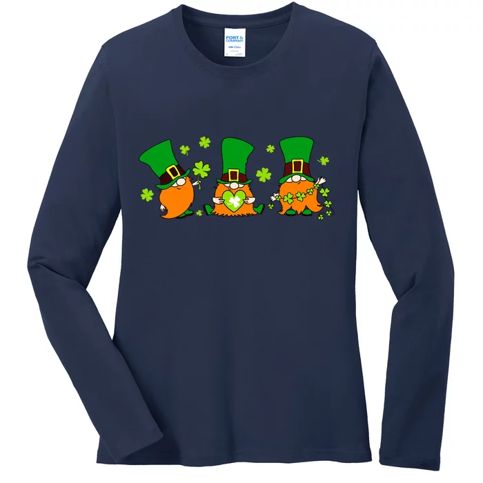 St Patrick's Day Gnome Ladies Long Sleeve Shirt