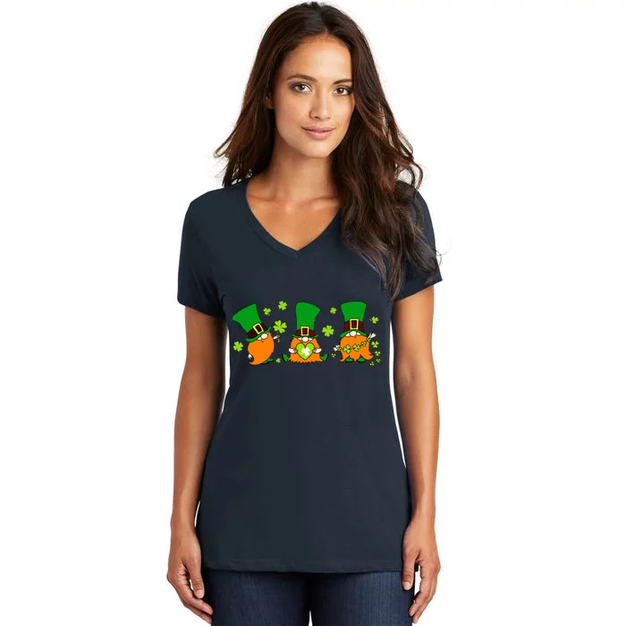 St Patrick's Day Gnome Women's V-Neck T-Shirt