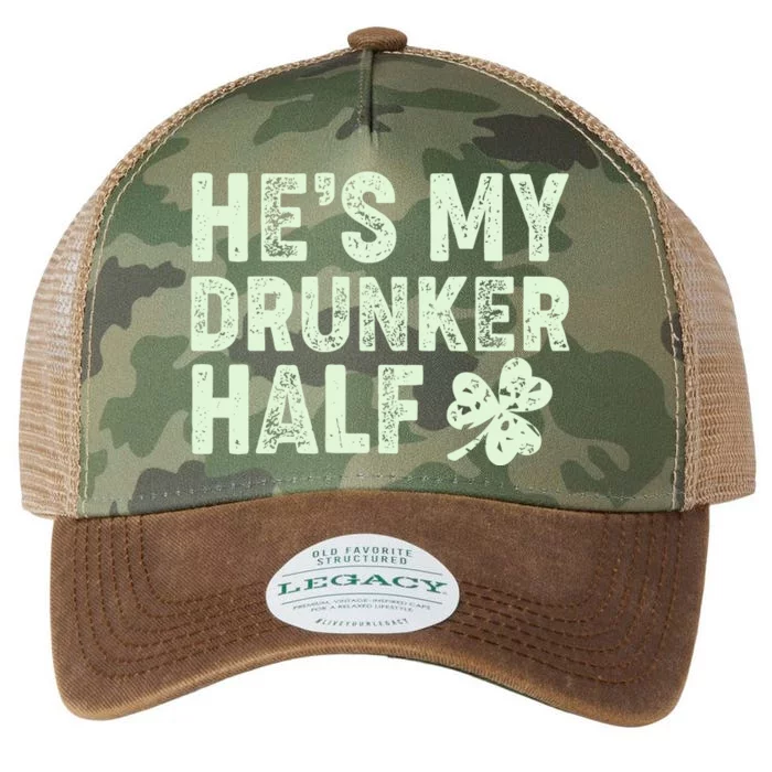 St Patrick's Day He's My Drunker Half Matching Couple's Legacy Tie Dye Trucker Hat