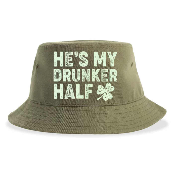 St Patrick's Day He's My Drunker Half Matching Couple's Sustainable Bucket Hat