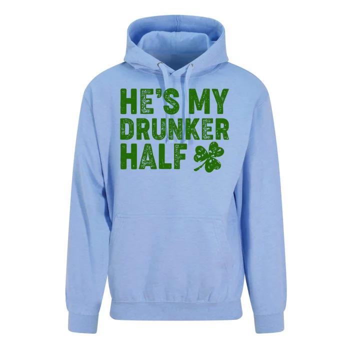 St Patrick's Day He's My Drunker Half Matching Couple's Unisex Surf Hoodie