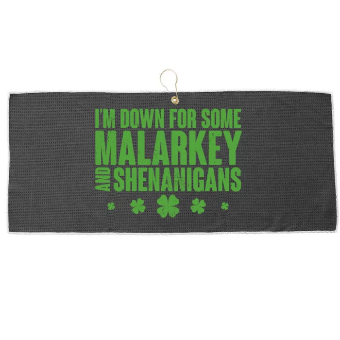 St Patrick's Day I'm Down For Some Malarkey And Shenanigans Large Microfiber Waffle Golf Towel