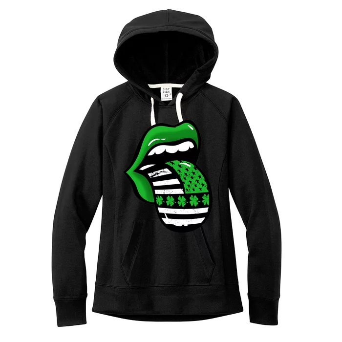 St Patricks Day Irish American Shamrock Flag Paddy Women's Fleece Hoodie