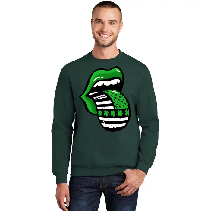 St Patricks Day Irish American Shamrock Flag Paddy Tall Sweatshirt