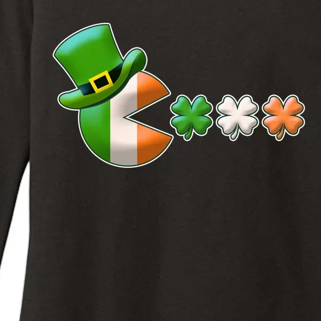 St Patrick's Day Irish Flag Pac Man Shamrocks Womens CVC Long Sleeve Shirt